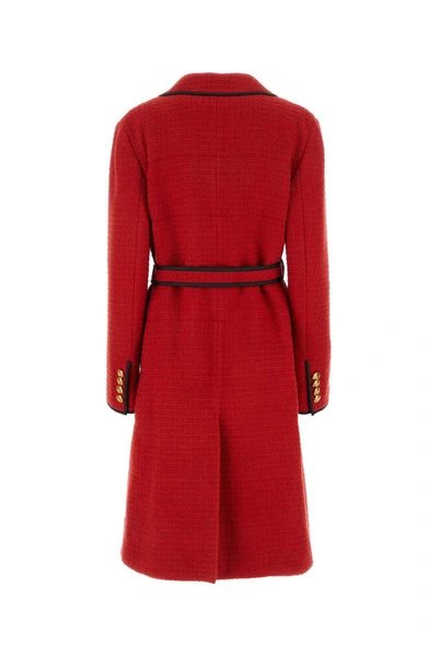 Gucci Double Breasted Belted Waist Coat In Red