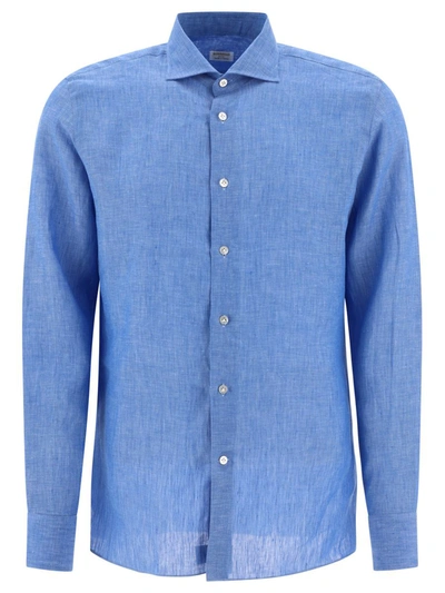 Shop Borriello Classic Linen Shirt In Blue