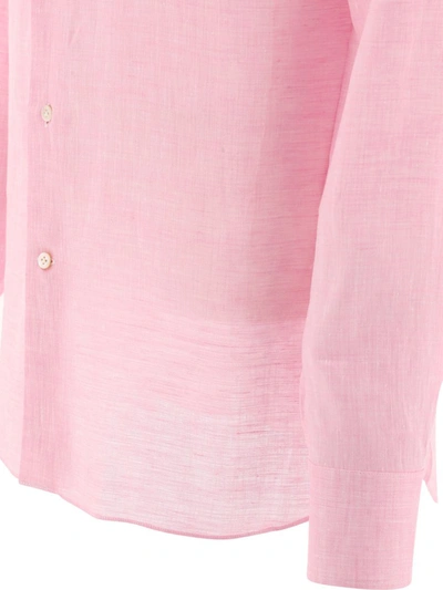 Shop Borriello Classic Linen Shirt In Pink