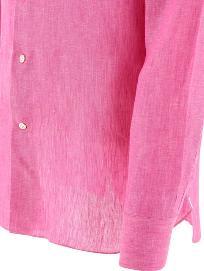 Shop Borriello Classic Linen Shirt In Purple
