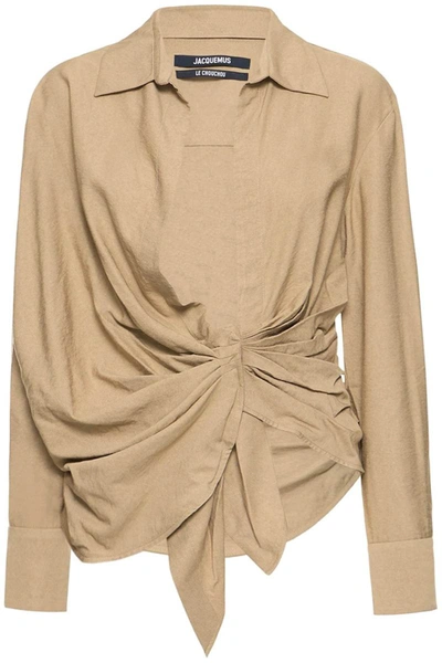 Jacquemus Bahia Knot-detail Blouse In Nude
