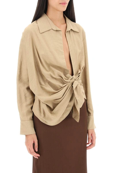 Jacquemus Bahia Knot-detail Blouse In Nude