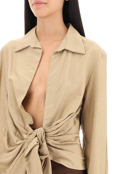 Jacquemus Bahia Knot-detail Blouse In Nude