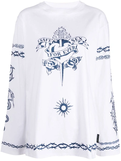 Shop Jean Paul Gaultier Printed Cotton T-shirt In White
