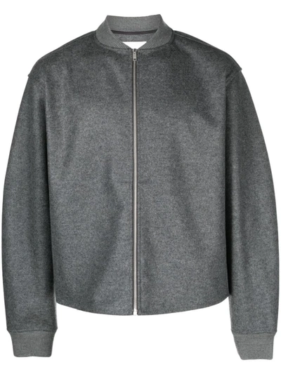 Shop Jil Sander Wool Bomber Jacket In Grey