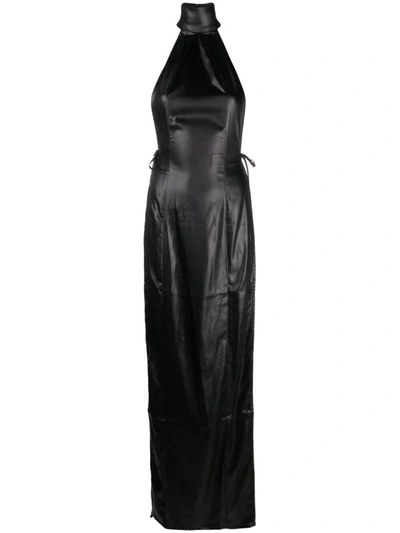 Shop Ludovic De Saint Sernin Halter Neck Long Dress In Black