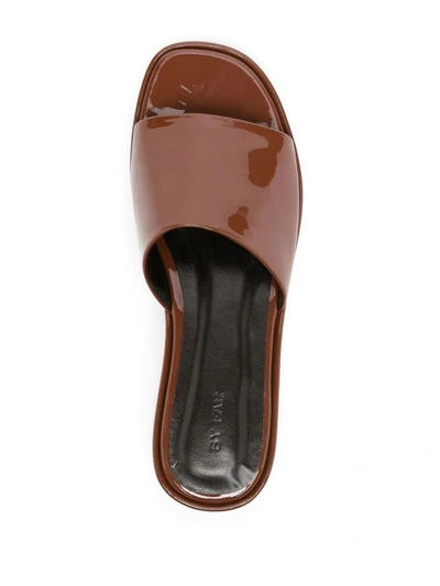 Shop By Far Shana Patent Leather Sandals In Brown