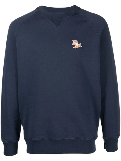 Shop Maison Kitsuné Chillax Fox Logo Cotton Sweatshirt In Blue