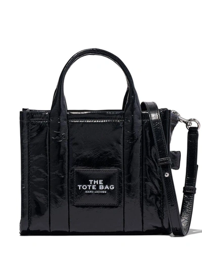 Shop Marc Jacobs Crinkled Leather Tote Bag In Black