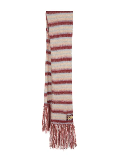 Shop Marni Striped Mohair Blend Scarf In Pink