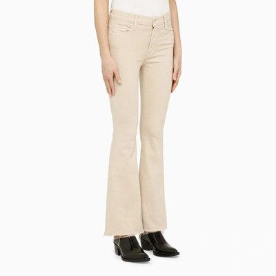 Shop Mother The Weekender Fray Jeans Beige In White