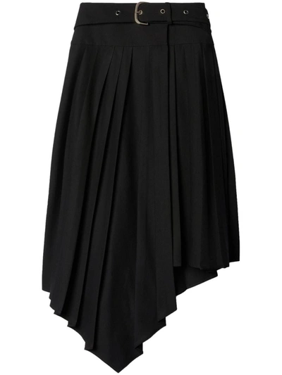 Shop Off-white Belted Pleated Skirt In Black
