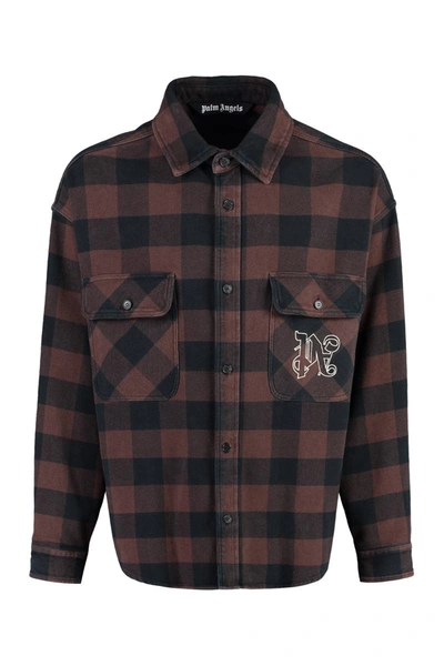 Shop Palm Angels Cotton Overshirt In Brown
