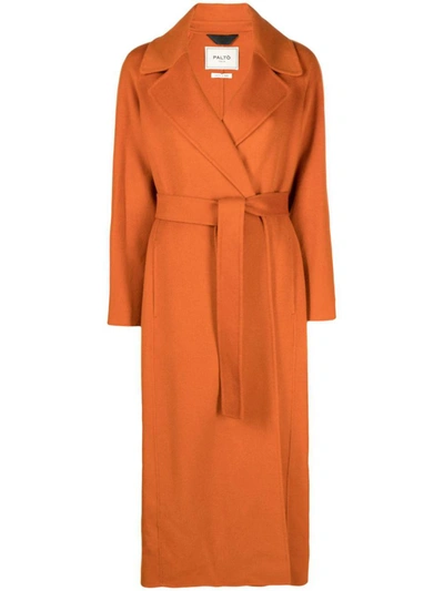 Shop Paltò Paola Wool Blend Long Coat In Orange
