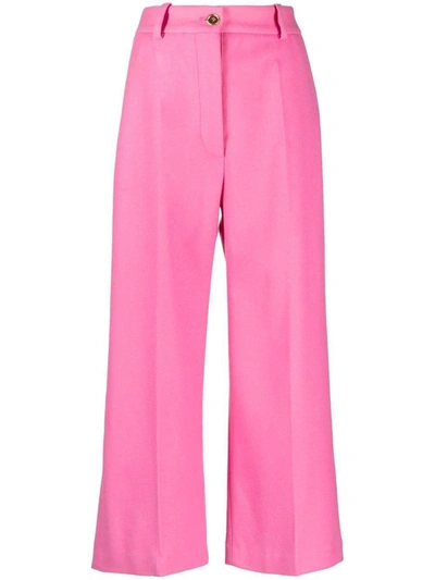 Shop Patou Cropped Flared Trousers In Pink