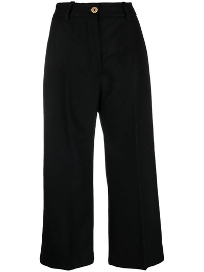 Shop Patou Wide-leg Cropped Trousers In Black