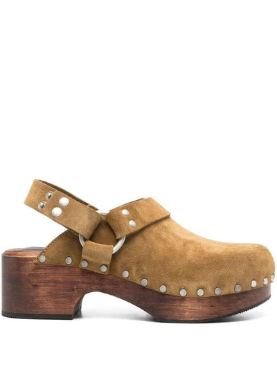 Shop Re/done Suede-leather Mules In Brown