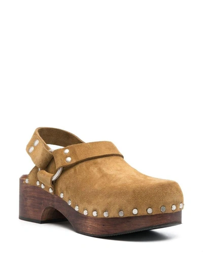 Shop Re/done Suede-leather Mules In Brown