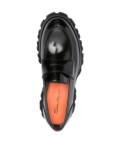 Shop Santoni Gunder Loafers Shoes In Black