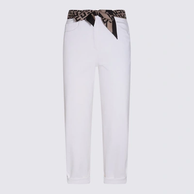 Shop Elisabetta Franchi White Cotton Jeans In Ivory