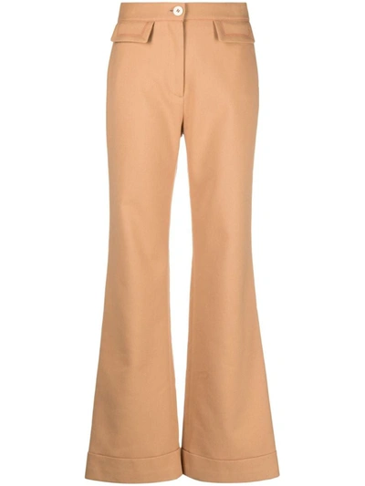 Shop See By Chloé Cotton Blend Flared Trousers In Pink