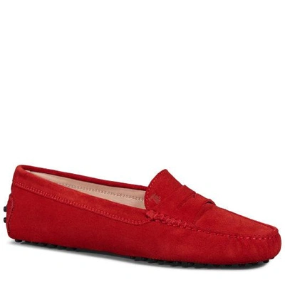 Shop Tod's Gommino Driving Shoes In Suede In Red