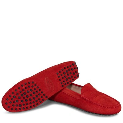 Shop Tod's Gommino Driving Shoes In Suede In Red