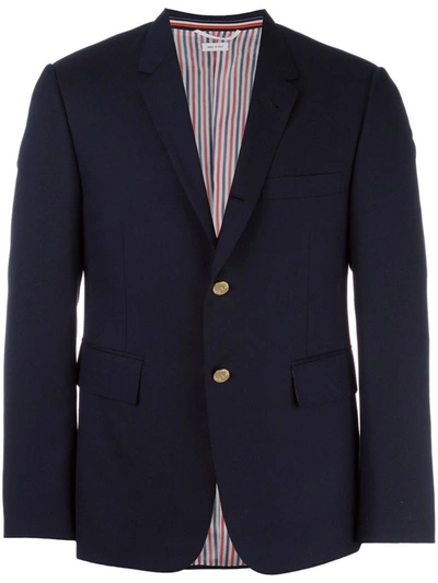 Shop Thom Browne Wool Single-breasted Coat In Blue