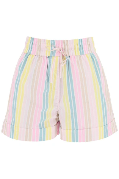 Shop Ganni Organic Cotton Shorts In Multicolor