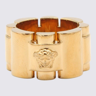 Shop Versace Gold Meteal Medusa Chunky Ring In Golden