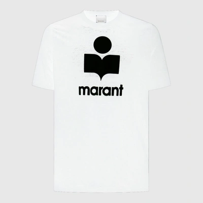 Shop Isabel Marant White And Black Linen T-shirt