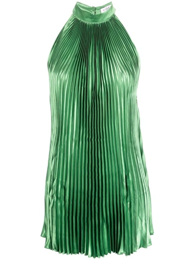 Shop L'idée L'idee Halter Neck Short Dress In Green
