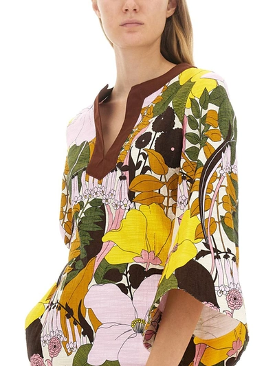 Shop La Doublej Kaftan Mini Dress In Multicolour