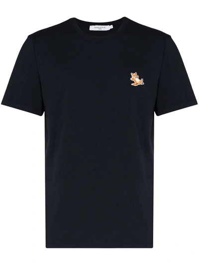 Shop Maison Kitsuné Chillax Fox Logo Cotton T-shirt In Blue