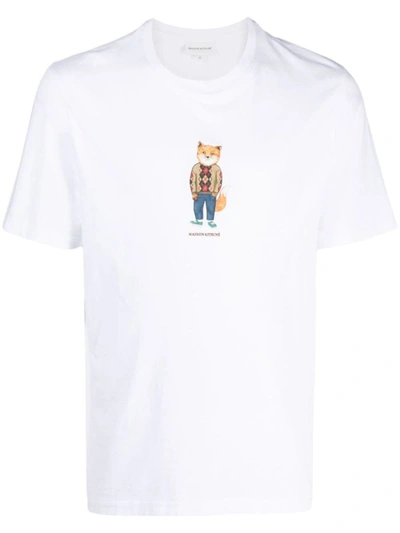 Shop Maison Kitsuné Dressed Fox Cotton T-shirt In White