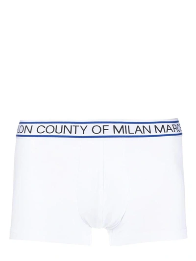 Shop Marcelo Burlon County Of Milan 3 Pack Logo Waistband Boxer Briefs In White / Blue