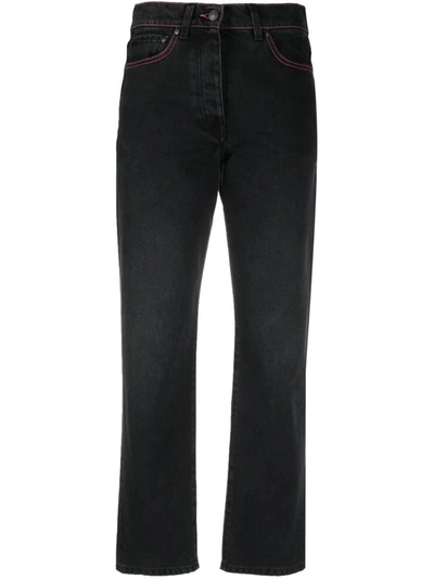 Shop Msgm Cropped Straight-leg Jeans In Black