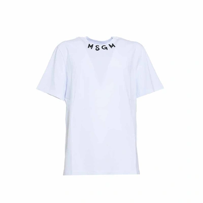 Shop Msgm White Cotton T-shirt With Logo Print