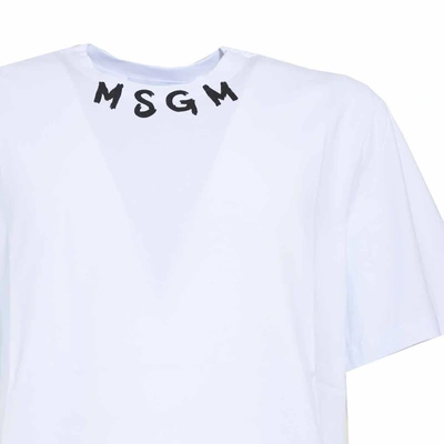 Shop Msgm White Cotton T-shirt With Logo Print