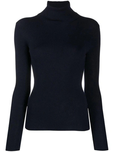 Shop P.a.r.o.s.h . Leila Ribbed Wool Jumper In Navy Blue