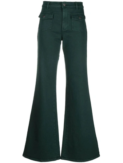 Shop P.a.r.o.s.h . Wide-leg Denim Jeans In Dark Green
