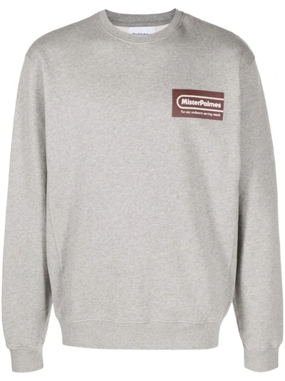 Shop Palmes Logo Organic Cotton Sweatshirt In Grey