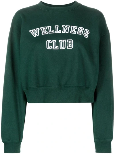 Shop Sporty And Rich Sporty & Rich Wellness Club Cropped Cotton Sweatshirt In Green
