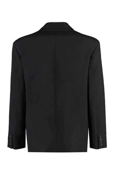 Shop Valentino Double-breasted Wool Blazer In Black
