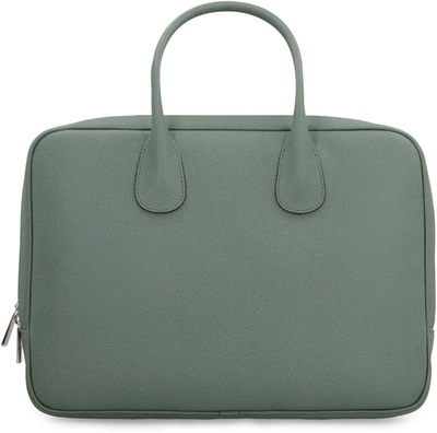 Shop Valextra My Logo Leather Briefcase In Green