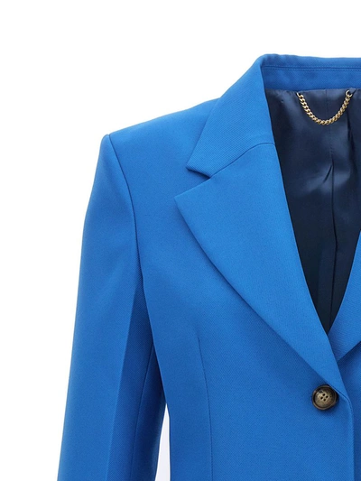 Shop Victoria Beckham Single-breasted Gabardine Blazer In Blue