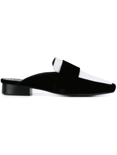 Dorateymur Black & White Velvet Filiskyie Loafers In Black/white