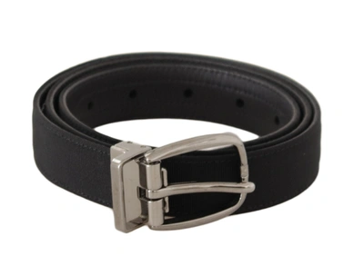 Shop Dolce & Gabbana Black Grosgrain Leather Silver Tone Metal Buckle Belt