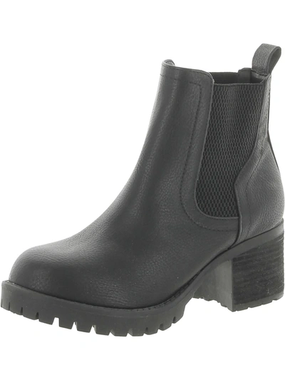 Mia Womens Block Heel Block Heel Ankle Boots In Black