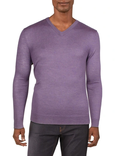 Shop Club Room Mens Merino Wool V-neck Sweater In Purple